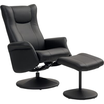 HOMCOM Fauteuil de bureau avec repose-pieds, aspect cuir, pivotant, dossier réglable, jusqu'à 150 kg, noir - Publicité HOMCOM Fauteuil de bureau avec repose-pieds, aspect cuir, pivotant, dossier réglable, jusqu'à 150 kg, noir - Publicité
