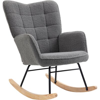 HOMCOM Fauteuil à bascule rocking chair revêtement effet laine bouclée, structure en acier 71 x 98 x 101 cm Gris foncé - Publicité HOMCOM Fauteuil à bascule rocking chair revêtement effet laine bouclée, structure en acier 71 x 98 x 101 cm Gris foncé - Publicité