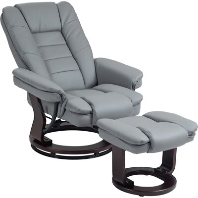 HOMCOM Fauteuil relax inclinable 135° grand confort pivotant 360° avec repose-pieds revêtement synthétique gris - Publicité HOMCOM Fauteuil relax inclinable 135° grand confort pivotant 360° avec repose-pieds revêtement synthétique gris - Publicité
