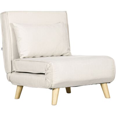 HOMCOM Fauteuil convertible 2 en 1 chauffeuse lit 1 place Dossier Réglable pieds en Bois et coussin - Publicité HOMCOM Fauteuil convertible 2 en 1 chauffeuse lit 1 place Dossier Réglable pieds en Bois et coussin - Publicité
