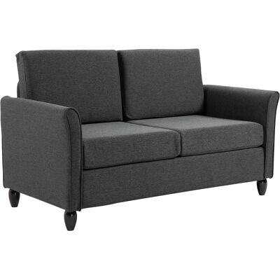 HOMCOM Canapé 2 Places Design scandinave dim. 141L x 70l x 78H cm Pieds Bois Massif Tissu Lin Gris foncé - Publicité HOMCOM Canapé 2 Places Design scandinave dim. 141L x 70l x 78H cm Pieds Bois Massif Tissu Lin Gris foncé - Publicité