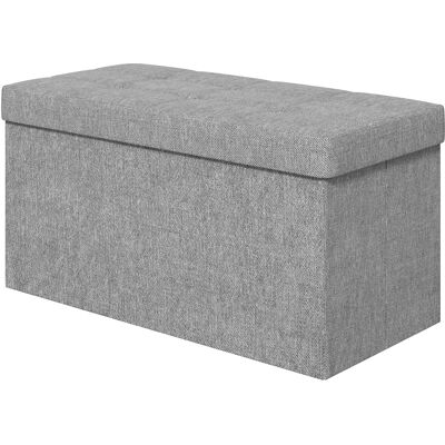 HOMCOM Banc de rangement pouf de rangement pliable bout de lit repose-pieds avec couvercle 76L x 38l x 38H cm gris clair - Publicité HOMCOM Banc de rangement pouf de rangement pliable bout de lit repose-pieds avec couvercle 76L x 38l x 38H cm gris clair - Publicité