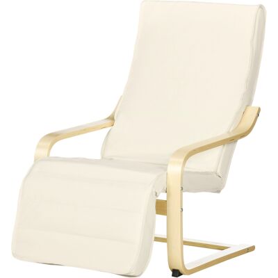 HOMCOM Fauteuil Relax Confort et Relaxation avec Repose-Pied réglable déhoussable 94 x 66,5 x 100 cm cm Bois Massif Crème - Publicité HOMCOM Fauteuil Relax Confort et Relaxation avec Repose-Pied réglable déhoussable 94 x 66,5 x 100 cm cm Bois Massif Crème - Publicité