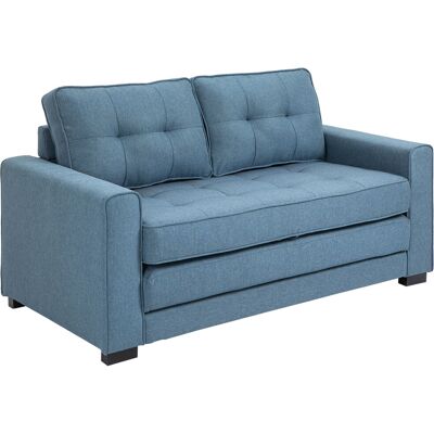 HOMCOM Canapé droit convertible 2 places - dossier capitonné - 147,5 x 75 x 85 cm - bleu - Publicité HOMCOM Canapé droit convertible 2 places - dossier capitonné - 147,5 x 75 x 85 cm - bleu - Publicité