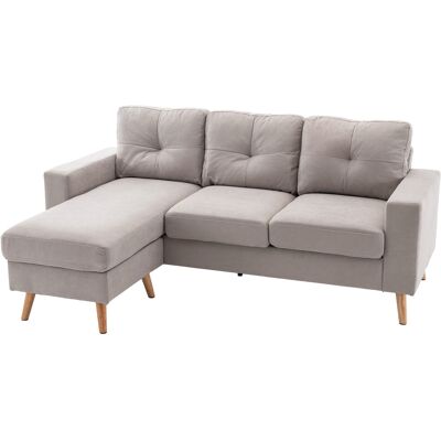Canapé en tissu en L - Style scandinave - Gris clair - Publicité Canapé en tissu en L - Style scandinave - Gris clair - Publicité