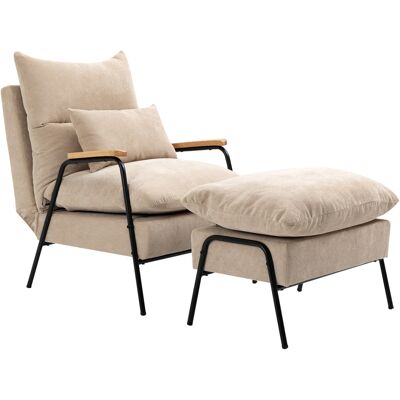 HOMCOM - NeoRetro - Beige velours - Recliner - Publicité HOMCOM - NeoRetro - Beige velours - Recliner - Publicité