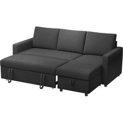 HOMCOM Canapé d'angle convertible modulable avec méridienne réversible, coffre de rangement et 3 coussins de dossier, noir - Publicité HOMCOM Canapé d'angle convertible modulable avec méridienne réversible, coffre de rangement et 3 coussins de dossier, noir - Publicité