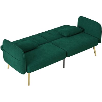 HOMCOM Canapé convertible 2 places canapé-lit canapé clic-clac en tissu velours avec dossier réglable, vert foncé - Publicité HOMCOM Canapé convertible 2 places canapé-lit canapé clic-clac en tissu velours avec dossier réglable, vert foncé - Publicité