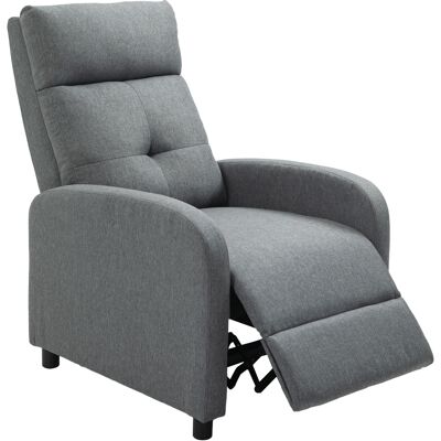 HOMCOM Fauteuil de relaxation inclinable manuellement avec repose-pied revêtement effet lin gris - Publicité HOMCOM Fauteuil de relaxation inclinable manuellement avec repose-pied revêtement effet lin gris - Publicité