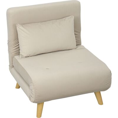 Fauteuil Pliant HOMCOM avec Fonction de Lit - Beige - Publicité Fauteuil Pliant HOMCOM avec Fonction de Lit - Beige - Publicité