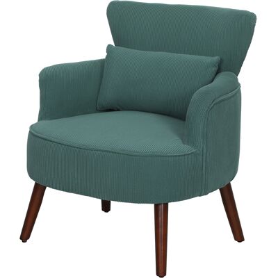 HOMCOM Fauteuil accoudoir moderne, fauteuil d'appoint rembourré avec coussin lombaire, pieds en bois de caoutchouc, Vert foncé - Publicité HOMCOM Fauteuil accoudoir moderne, fauteuil d'appoint rembourré avec coussin lombaire, pieds en bois de caoutchouc, Vert foncé - Publicité