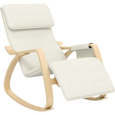 HOMCOM Fauteuil relax à bascule fauteuil allaitement avec repose-pieds réglable, poche latérale et appui-tête, blanc crème - Publicité HOMCOM Fauteuil relax à bascule fauteuil allaitement avec repose-pieds réglable, poche latérale et appui-tête, blanc crème - Publicité