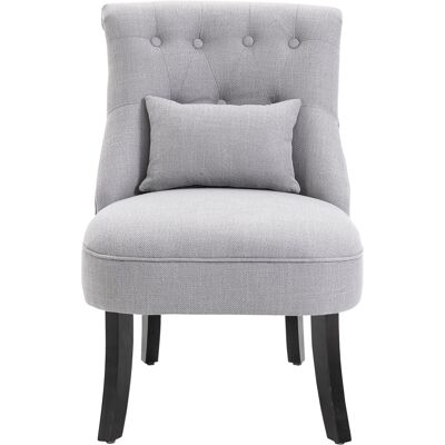 HOMCOM Fauteuil Relax, Fauteuil avec Coussin Lombaire, Fauteuil de Salon en Tissu Aspect Lin, Pieds en Bois, pour Salon, Chambre, 52,5 x 69 x 77 cm, Gris - Publicité HOMCOM Fauteuil Relax, Fauteuil avec Coussin Lombaire, Fauteuil de Salon en Tissu Aspect Lin, Pieds en Bois, pour Salon, Chambre, 52,5 x 69 x 77 cm, Gris - Publicité