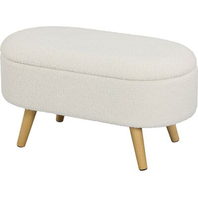 HOMCOM Banc avec Espace de Rangement et Couvercle, Tabouret pour Couloir, Salon, Chambre, Bois, Revêtement en Tissu, Blanc - Publicité HOMCOM Banc avec Espace de Rangement et Couvercle, Tabouret pour Couloir, Salon, Chambre, Bois, Revêtement en Tissu, Blanc - Publicité