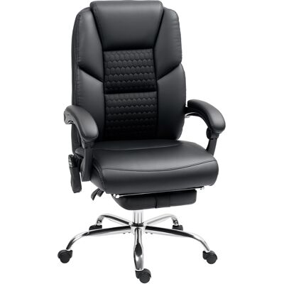 HOMCOM Chaise de Bureau Massante et Chauffante avec Dossier Inclinable et Repose-Pieds en Cuir PU, Noir - Publicité HOMCOM Chaise de Bureau Massante et Chauffante avec Dossier Inclinable et Repose-Pieds en Cuir PU, Noir - Publicité