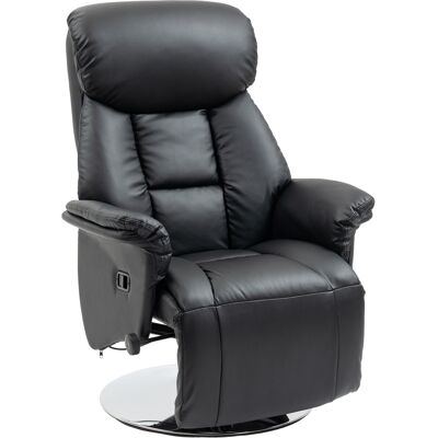 HOMCOM Fauteuil de relaxation inclinable pivotant repose-pied réglable, jusqu'à 150 kg, pour salon, chambre, home cinéma, noir - Publicité HOMCOM Fauteuil de relaxation inclinable pivotant repose-pied réglable, jusqu'à 150 kg, pour salon, chambre, home cinéma, noir - Publicité