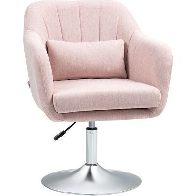 HOMCOM Fauteuil de salon coussins lombaires hauteur réglable pivotant 360° piètement en métal rose - Publicité HOMCOM Fauteuil de salon coussins lombaires hauteur réglable pivotant 360° piètement en métal rose - Publicité