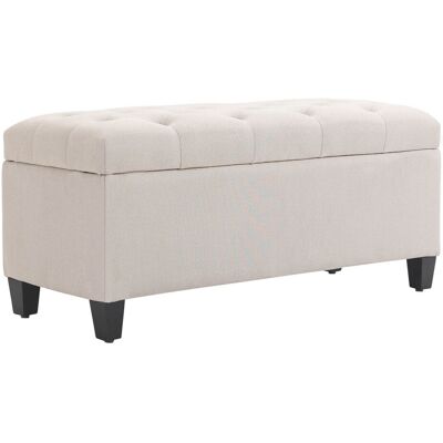 HOMCOM Banc de rangement pouf salon bout de lit coffre de rangement pour salon, chambre, entrée, 100 x 40 x 44 cm, blanc - Publicité HOMCOM Banc de rangement pouf salon bout de lit coffre de rangement pour salon, chambre, entrée, 100 x 40 x 44 cm, blanc - Publicité