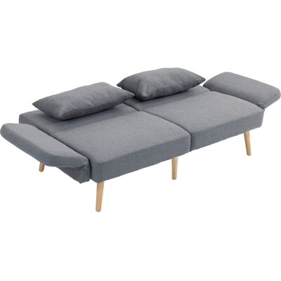 HOMCOM Canapé convertible 3 places design clic clac dossier inclinable et accoudoirs réglables tissu effet lin gris - Publicité HOMCOM Canapé convertible 3 places design clic clac dossier inclinable et accoudoirs réglables tissu effet lin gris - Publicité