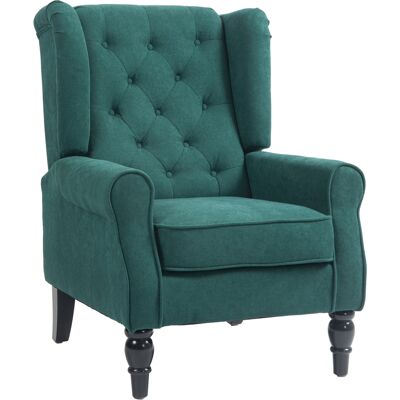 HOMCOM Fauteuil de salon capitonné avec assise large, pieds en bois, style classique, grand confort, 74 x 86 x 102 cm, vert - Publicité HOMCOM Fauteuil de salon capitonné avec assise large, pieds en bois, style classique, grand confort, 74 x 86 x 102 cm, vert - Publicité