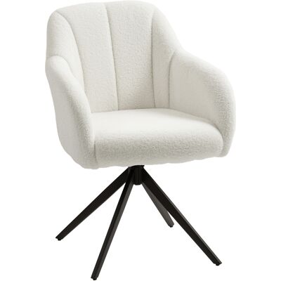 HOMCOM Fauteuil de salon pivotant capitonné grand confort piètement en acier et tissu effet polaire teddy blanc - Publicité HOMCOM Fauteuil de salon pivotant capitonné grand confort piètement en acier et tissu effet polaire teddy blanc - Publicité