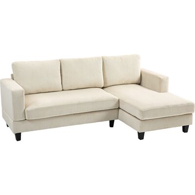 HOMCOM Canapé d'angle en velours côtelé 3 places avec méridienne et coussin à ressorts épais, largeur 214 cm, beige - Publicité HOMCOM Canapé d'angle en velours côtelé 3 places avec méridienne et coussin à ressorts épais, largeur 214 cm, beige - Publicité