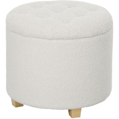 HOMCOM Pouf coffre rangement, tabouret rond, pouf repose-pieds en tissu bouclette, charge 120 Kg, Ø 45 x 41 cm, blanc - Publicité HOMCOM Pouf coffre rangement, tabouret rond, pouf repose-pieds en tissu bouclette, charge 120 Kg, Ø 45 x 41 cm, blanc - Publicité