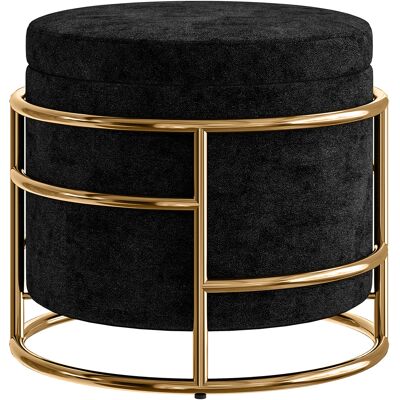 HOMCOM Pouf de rangement rembourré, repose-pieds en cadre métallique, doré, Noir - Publicité HOMCOM Pouf de rangement rembourré, repose-pieds en cadre métallique, doré, Noir - Publicité