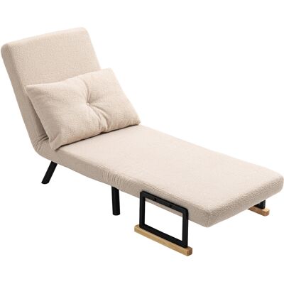 HOMCOM Canapé-lit Individuel Pliant Canapé-lit Convertible 4 en 1 Dossier Réglable sur 5 Niveaux et Coussin 63x73x81 cm Beige - Publicité HOMCOM Canapé-lit Individuel Pliant Canapé-lit Convertible 4 en 1 Dossier Réglable sur 5 Niveaux et Coussin 63x73x81 cm Beige - Publicité