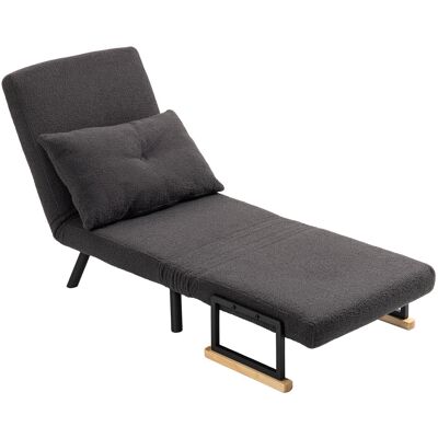 HOMCOM Canapé-Lit Individuel Pliable Fauteuil Lit Convertible 4 en 1 Dossier Réglable sur 5 Niveaux et Coussin 63x73x81 cm Gris - Publicité HOMCOM Canapé-Lit Individuel Pliable Fauteuil Lit Convertible 4 en 1 Dossier Réglable sur 5 Niveaux et Coussin 63x73x81 cm Gris - Publicité