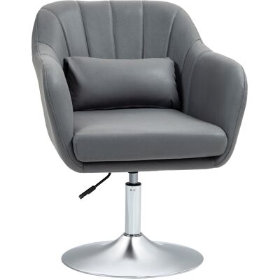 HOMCOM Fauteuil de salon coussins lombaires hauteur réglable pivotant 360° piètement en métal gris foncé - Publicité HOMCOM Fauteuil de salon coussins lombaires hauteur réglable pivotant 360° piètement en métal gris foncé - Publicité