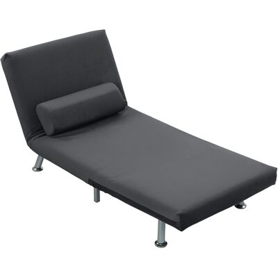 HOMCOM Fauteuil-Lit 3 en 1 avec Dossier Réglable et Coussin en Tissu Effet Velours, Gris Foncé - Publicité HOMCOM Fauteuil-Lit 3 en 1 avec Dossier Réglable et Coussin en Tissu Effet Velours, Gris Foncé - Publicité
