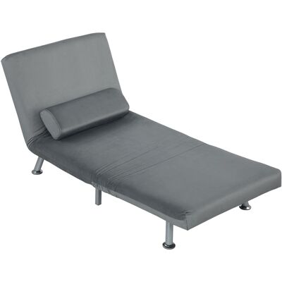HOMCOM Fauteuil pliant avec fonction de lit, fauteuil de relaxation pliable en imitation velours, dossier réglable, 75 x 70 x 75 cm, Gris - Publicité HOMCOM Fauteuil pliant avec fonction de lit, fauteuil de relaxation pliable en imitation velours, dossier réglable, 75 x 70 x 75 cm, Gris - Publicité