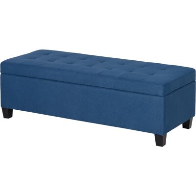 HOMCOM Banc de rangement 94,5L banquette bout de lit en tissu aspect lin et pieds en bois, 125 x 49 x 41,5 cm, bleu - Publicité HOMCOM Banc de rangement 94,5L banquette bout de lit en tissu aspect lin et pieds en bois, 125 x 49 x 41,5 cm, bleu - Publicité