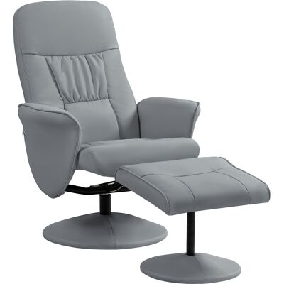 HOMCOM Fauteuil relax avec repose-pied fauteuil de relaxation relaxant pivotant 360° et dossier inclinable, 76x81x101cm, gris - Publicité HOMCOM Fauteuil relax avec repose-pied fauteuil de relaxation relaxant pivotant 360° et dossier inclinable, 76x81x101cm, gris - Publicité