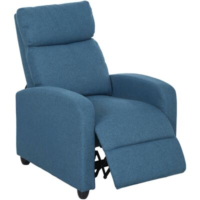 HOMCOM Fauteuil Relax Inclinable Manuellement avec Repose-Pieds et Rembourrage en Tissu, Bleu - Publicité HOMCOM Fauteuil Relax Inclinable Manuellement avec Repose-Pieds et Rembourrage en Tissu, Bleu - Publicité