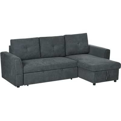 HOMCOM Canapé-lit 3 places avec fonction lit, Canapé-lit avec Chaise Longue, Canapé Rembourré, Gris foncé - Publicité HOMCOM Canapé-lit 3 places avec fonction lit, Canapé-lit avec Chaise Longue, Canapé Rembourré, Gris foncé - Publicité
