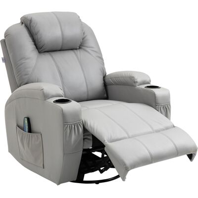 HOMCOM Fauteuil de Massage et Inclinable avec Repose-Pieds et Télécommande, en PU, 89x99x106 cm, Gris - Publicité HOMCOM Fauteuil de Massage et Inclinable avec Repose-Pieds et Télécommande, en PU, 89x99x106 cm, Gris - Publicité