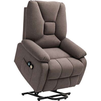 HOMCOM Fauteuil releveur électrique inclinable avec repose-pied et télécommande, tissu polyester aspect lin marron - Publicité HOMCOM Fauteuil releveur électrique inclinable avec repose-pied et télécommande, tissu polyester aspect lin marron - Publicité