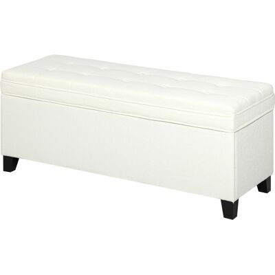 HOMCOM Banc de rangement 112L banquette bout de lit en tissu de lin, siège capitonné, 120 x 40 x 48 cm, crème - Publicité HOMCOM Banc de rangement 112L banquette bout de lit en tissu de lin, siège capitonné, 120 x 40 x 48 cm, crème - Publicité