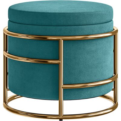 HOMCOM Pouf Coffre Rond en Velours avec Espace de 24L et Couvercle Amovible, Ø42x39 cm, Vert - Publicité HOMCOM Pouf Coffre Rond en Velours avec Espace de 24L et Couvercle Amovible, Ø42x39 cm, Vert - Publicité