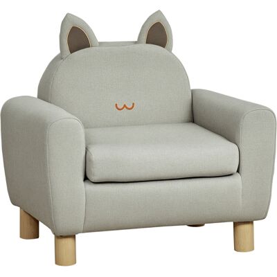 HOMCOM Fauteuil pour enfant design scandinave grand confort avec oreille de chat piètement bois et tissu gris - Publicité HOMCOM Fauteuil pour enfant design scandinave grand confort avec oreille de chat piètement bois et tissu gris - Publicité