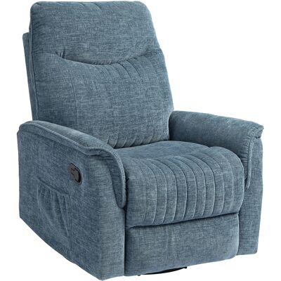 HOMCOM Fauteuil inclinable manuel pivotant avec repose-pieds rétractable, dossier réglable, bleu - Publicité HOMCOM Fauteuil inclinable manuel pivotant avec repose-pieds rétractable, dossier réglable, bleu - Publicité