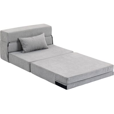 HOMCOM Canapé au sol, canapé rembourré, convertible en matelas, mousse, coussin, gris clair - Publicité HOMCOM Canapé au sol, canapé rembourré, convertible en matelas, mousse, coussin, gris clair - Publicité