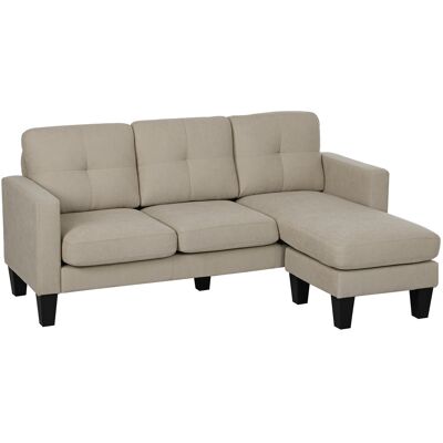 HOMCOM Canapé d'angle 3 Places méridienne réversible droite ou gauche, salon, grand confort, dossier capitonné, beige - Publicité HOMCOM Canapé d'angle 3 Places méridienne réversible droite ou gauche, salon, grand confort, dossier capitonné, beige - Publicité