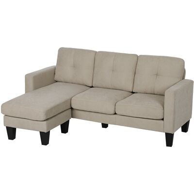 HOMCOM Canapé d'angle 3 Places méridienne réversible droite ou gauche, salon, grand confort, dossier capitonné, beige - Publicité HOMCOM Canapé d'angle 3 Places méridienne réversible droite ou gauche, salon, grand confort, dossier capitonné, beige - Publicité