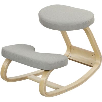 HOMCOM Chaise Genouillère à Bascule, en Tissu et Bois de Bouleau, 50x73x55 cm, Gris - Publicité HOMCOM Chaise Genouillère à Bascule, en Tissu et Bois de Bouleau, 50x73x55 cm, Gris - Publicité