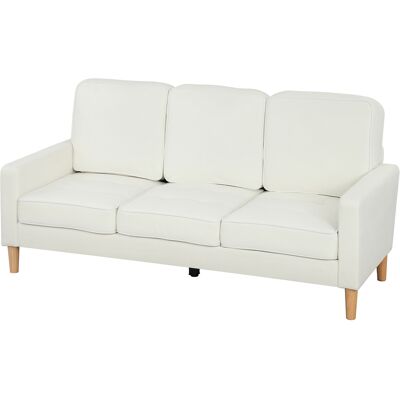 HOMCOM Canapé 3 places en velours, design moderne, coussins épais, pieds en bois d'hévéa, 185 x 79 x 82 cm, crème - Publicité HOMCOM Canapé 3 places en velours, design moderne, coussins épais, pieds en bois d'hévéa, 185 x 79 x 82 cm, crème - Publicité