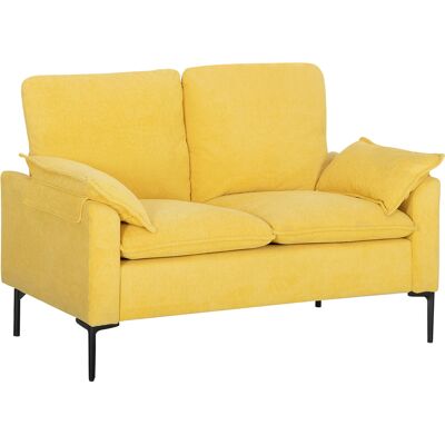 HOMCOM Canapé 2 Places Moderne avec Coussins et Revêtement en Tissu Éponge, 130x77x84 cm, Jaune - Publicité HOMCOM Canapé 2 Places Moderne avec Coussins et Revêtement en Tissu Éponge, 130x77x84 cm, Jaune - Publicité