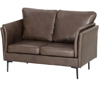 HOMCOM Canapé 2 Places en Cuir Respirant avec Rembourrage Épais et Pieds en Métal, 137x72x88 cm, Marron Foncé - Publicité HOMCOM Canapé 2 Places en Cuir Respirant avec Rembourrage Épais et Pieds en Métal, 137x72x88 cm, Marron Foncé - Publicité
